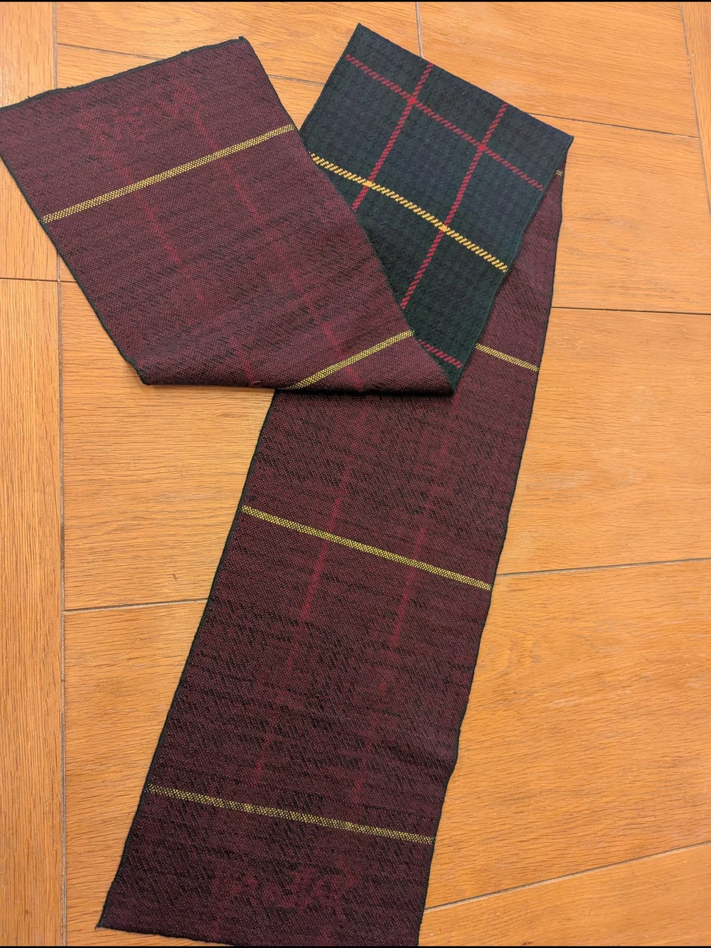 State of Art Plaid Scarf - Woolen Lightweight Black & Burgundy 66' by  10'